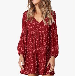 Long Sleeve V Neck Tunic Dress